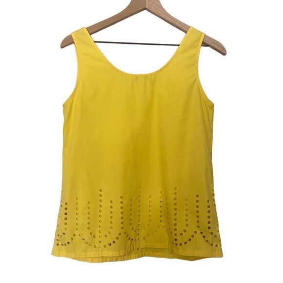 Gap Small Bright Yellow Lightweight Tank Top Eyelet Cutout Detail - Picture 4 of 7